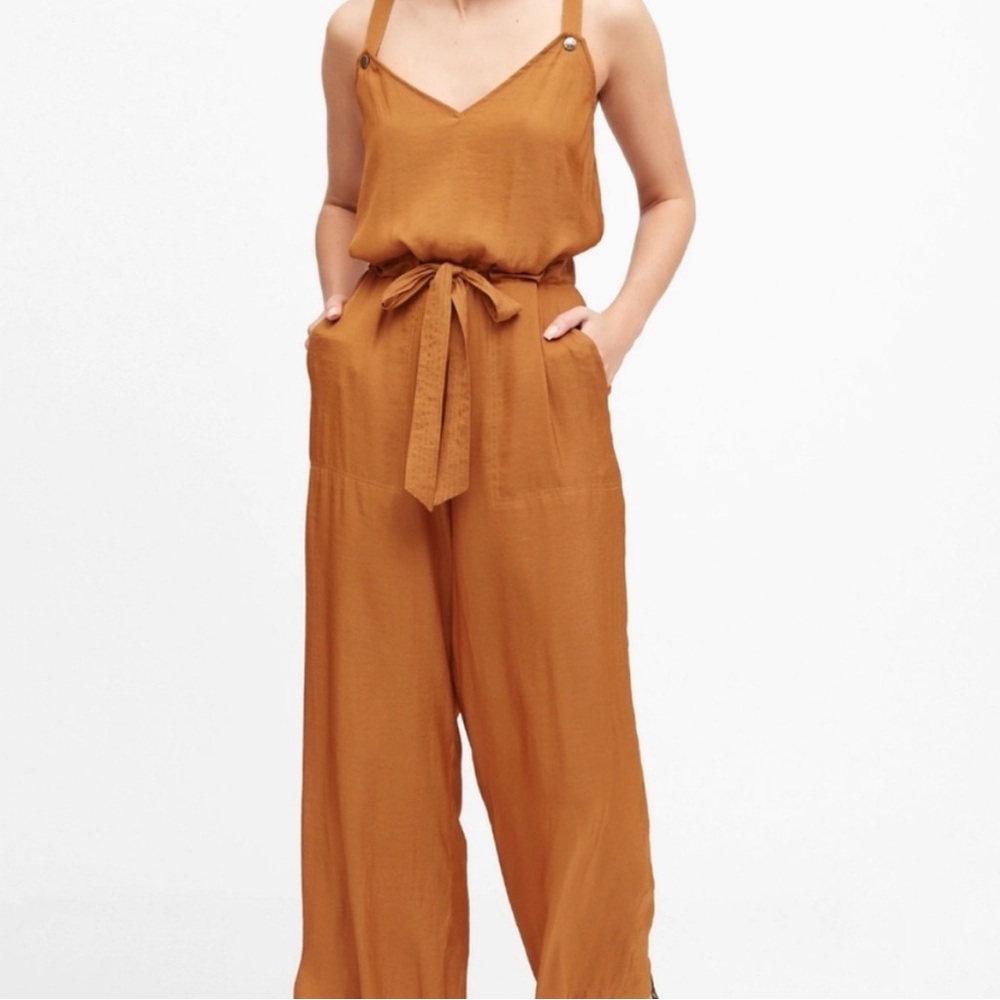Banana Republic Women’s Size 12 Orange Utility Tie Belt Jumpsuit